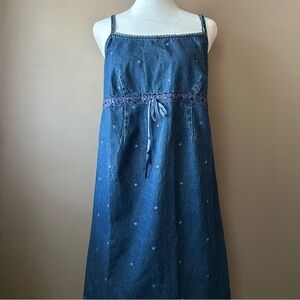 Vintage Motherhood Denim Embroidered Dress